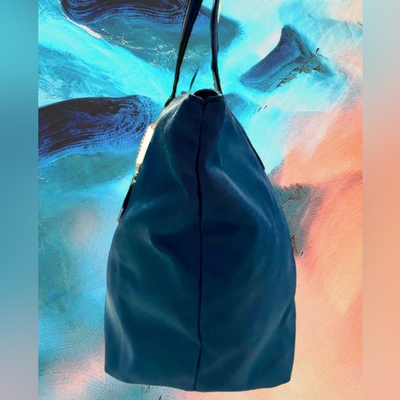 COACH 35500 Nylon/Leather Peacock Blue Tote/Shoulder Bag - Picture 8 of 13